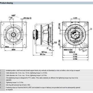 EC fan 8300100048 VBH0630CTTRS technical drawing