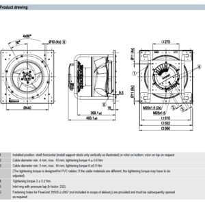 EC fan 8300100075 VBH0450CTTPS technical drawing