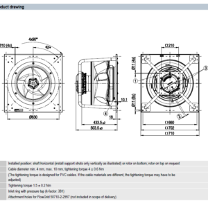 EC fan 8300100095 VBH0560CTTPS technical drawing