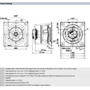 EC fan 8300100101 VBH0560CTTRS technical drawing