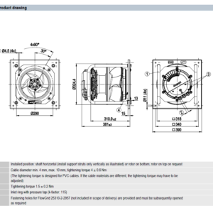 EC fan 8300100104 VBH0310CTRLS technical drawing